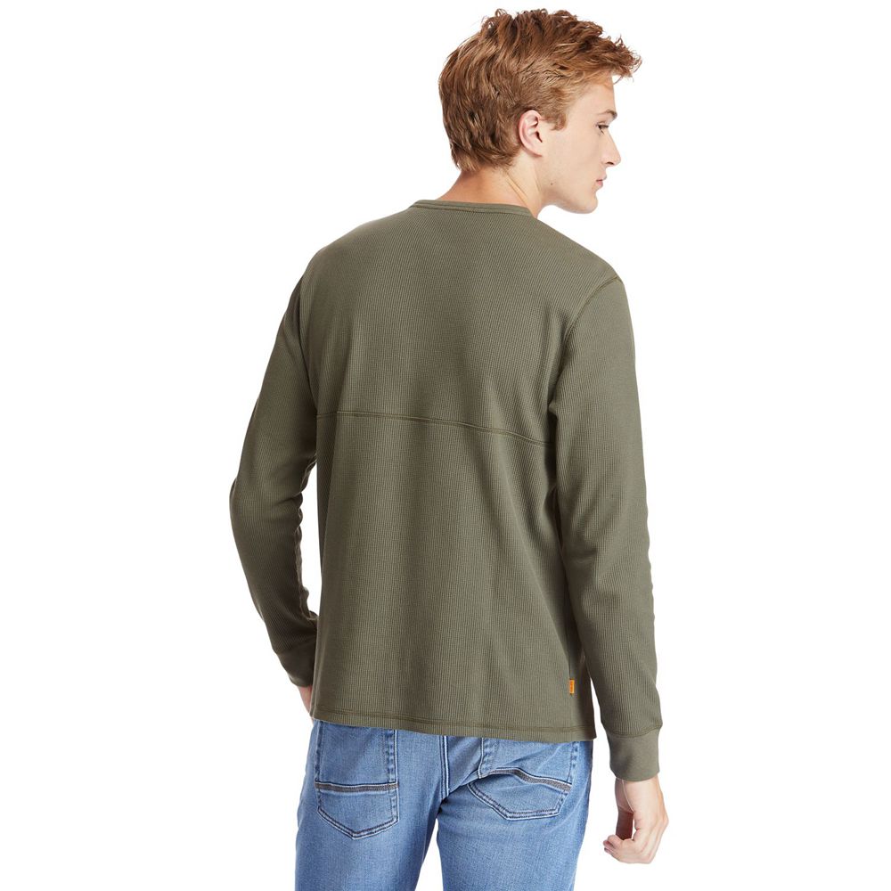 Camisa Masculino - Timberland Wharf River Waffle-Knit Henley - HFVIE6290 - Verde Oliva